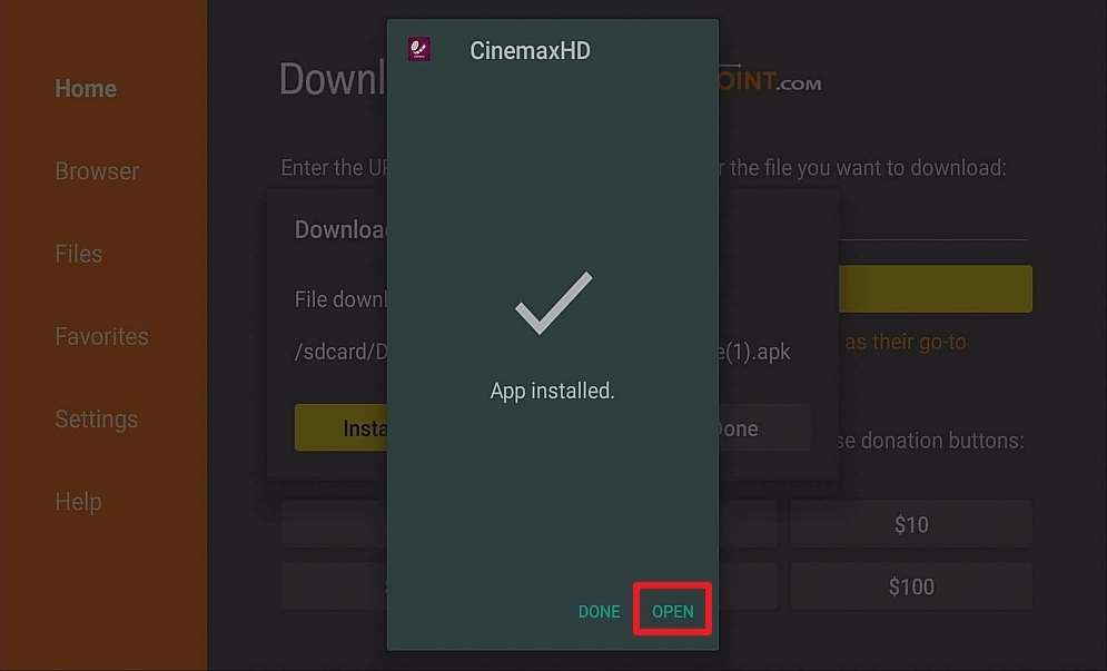 Step 14 Install Cinemax hd on Firestick