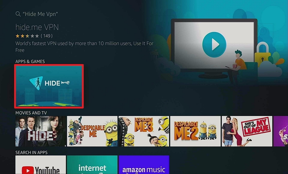 Step 3 Install Hide Me on Firestick