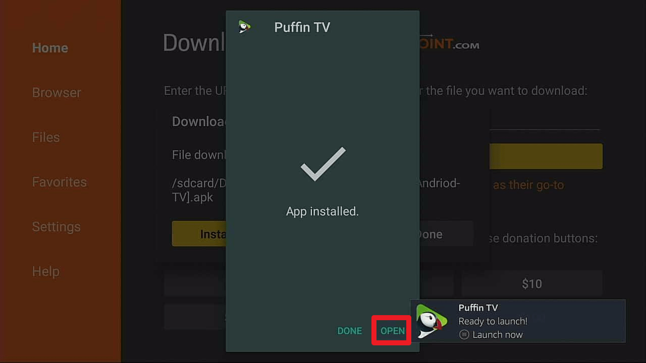 install puffin tv on a firestick step 17