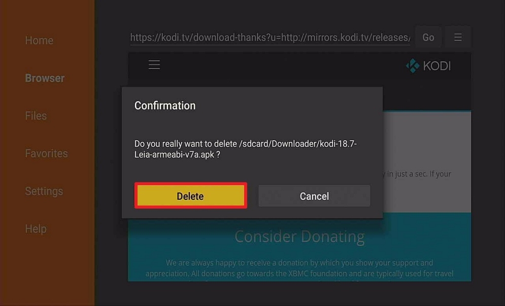 Step 17 Download Kodi On Your Firestick via Downloader App