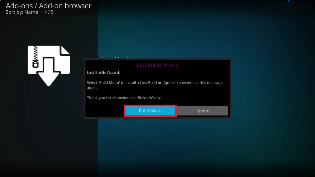 Step 18 Install Mammoth Kodi Build on PC