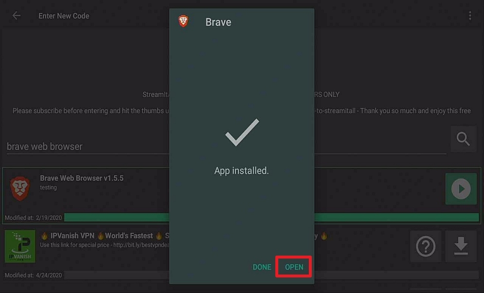 Step 21 Install Brave via Filelinked