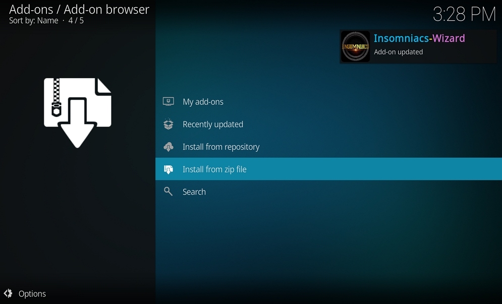 Step 19 Install Insomniacs Build on Kodi