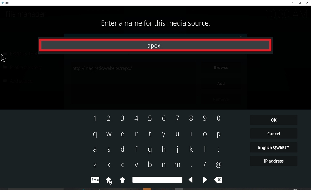 Step 11 Install Apex kodi addon