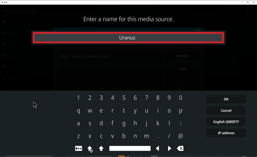 Step 11 Install Uranus on kodi