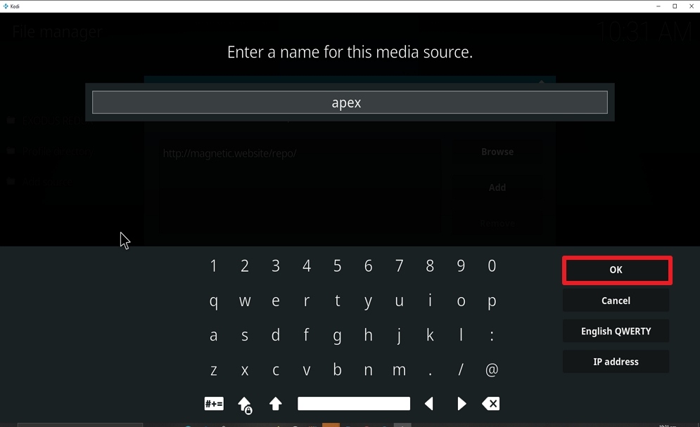 Step 12 Install Apex kodi addon