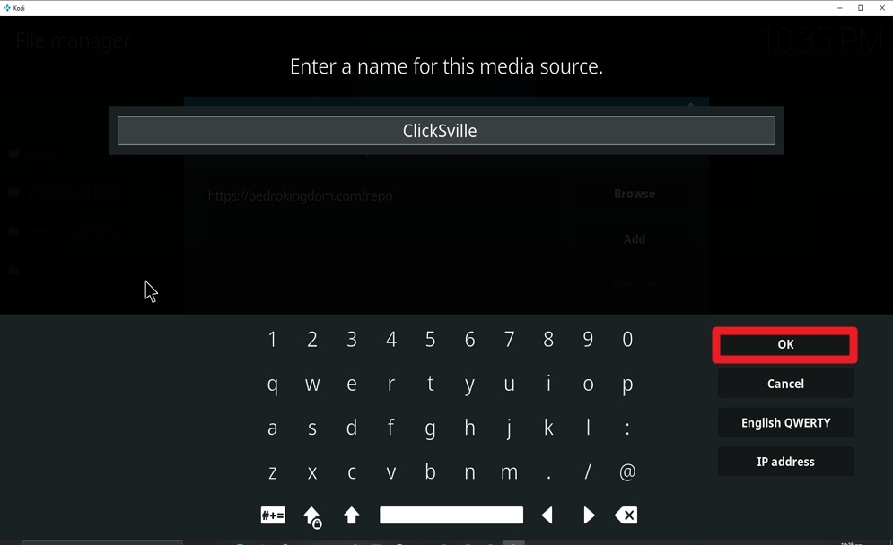 Step 12 Install ClickSville Kodi Addon