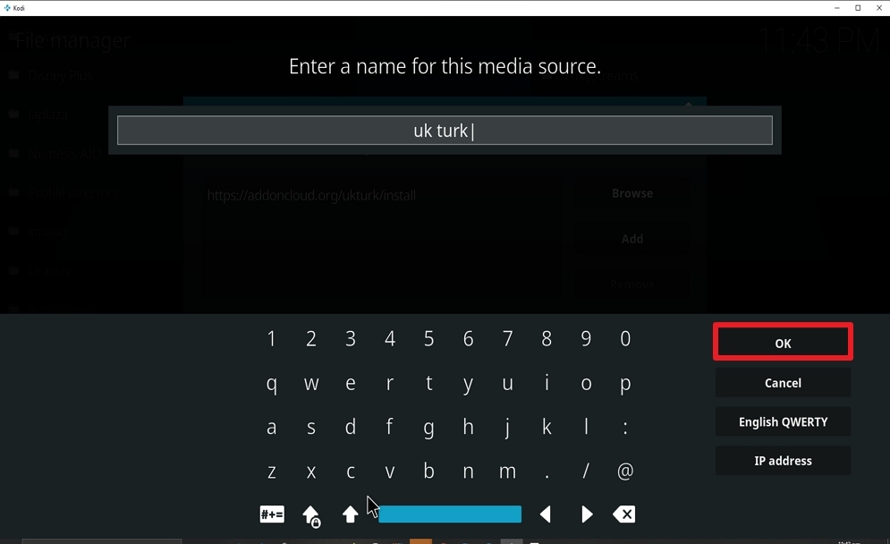 Step 12 Install UK Turk Playlist on kodi