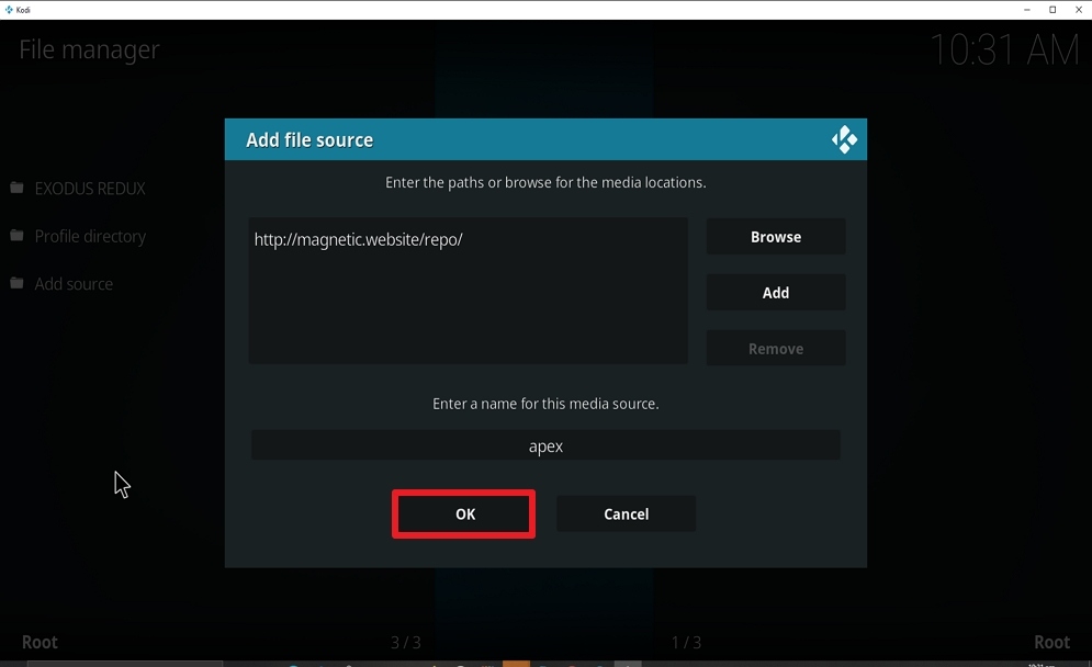 Step 13 Install Apex kodi addon
