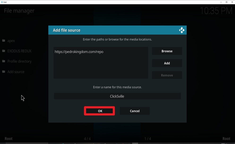 Step 13 Install ClickSville Kodi Addon