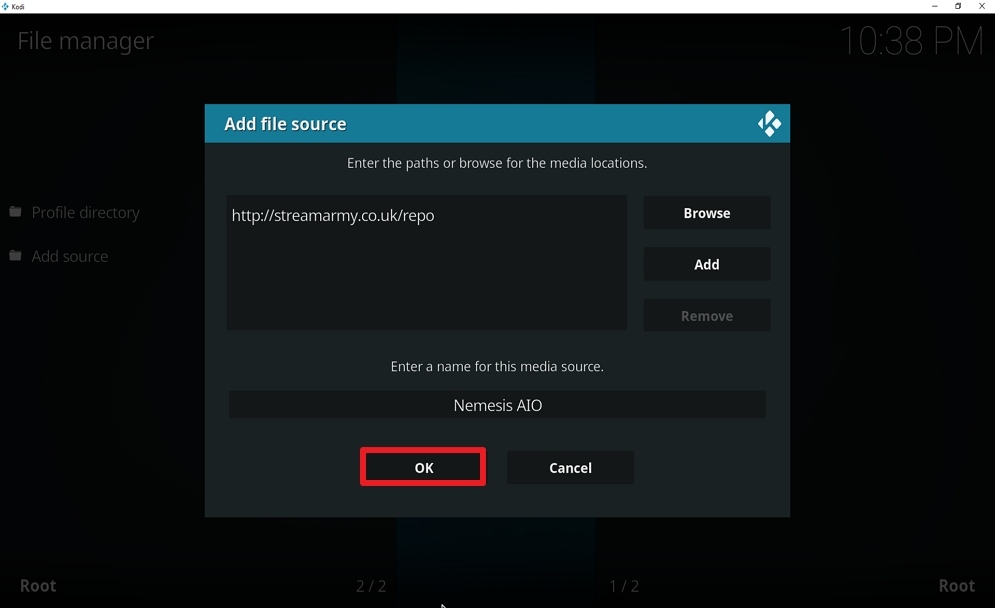 Step 13 Install Nemesis AIO on kodi