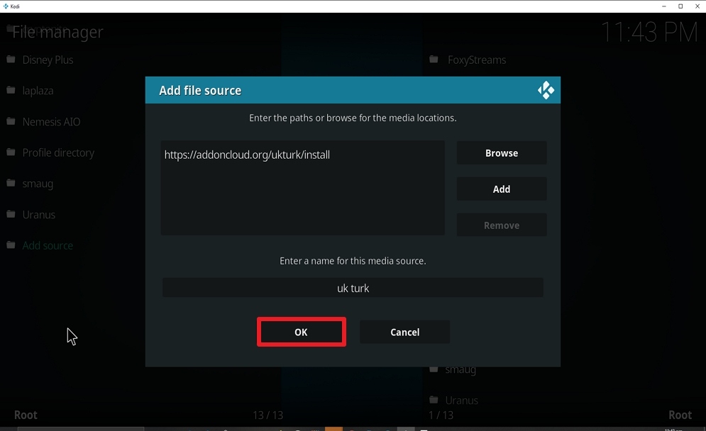 Step 13 Install UK Turk Playlist on kodi