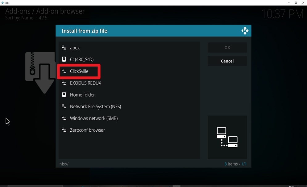 Step 16 Install ClickSville Kodi Addon