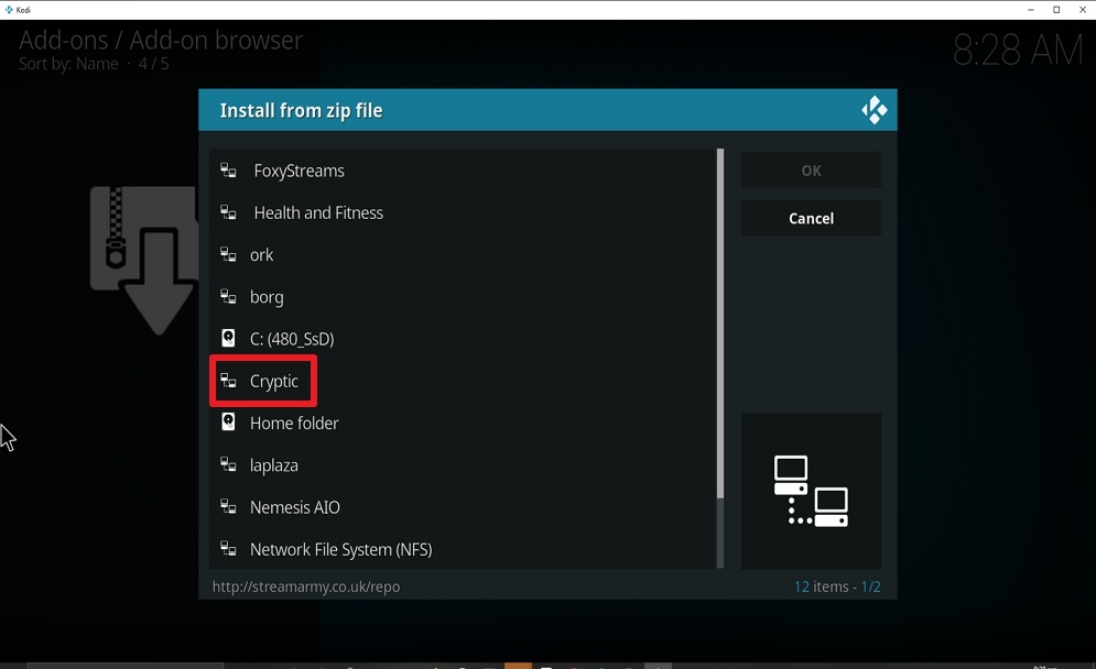 Step 16 Install Cryptic on kodi