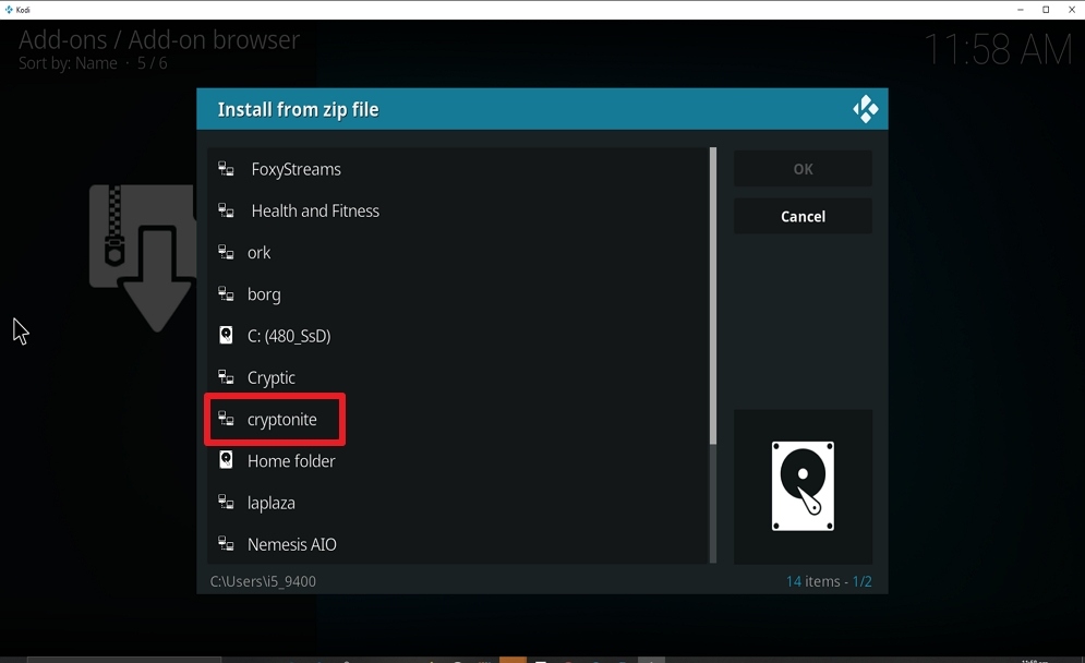 Step 16 Install Cryptonite on kodi