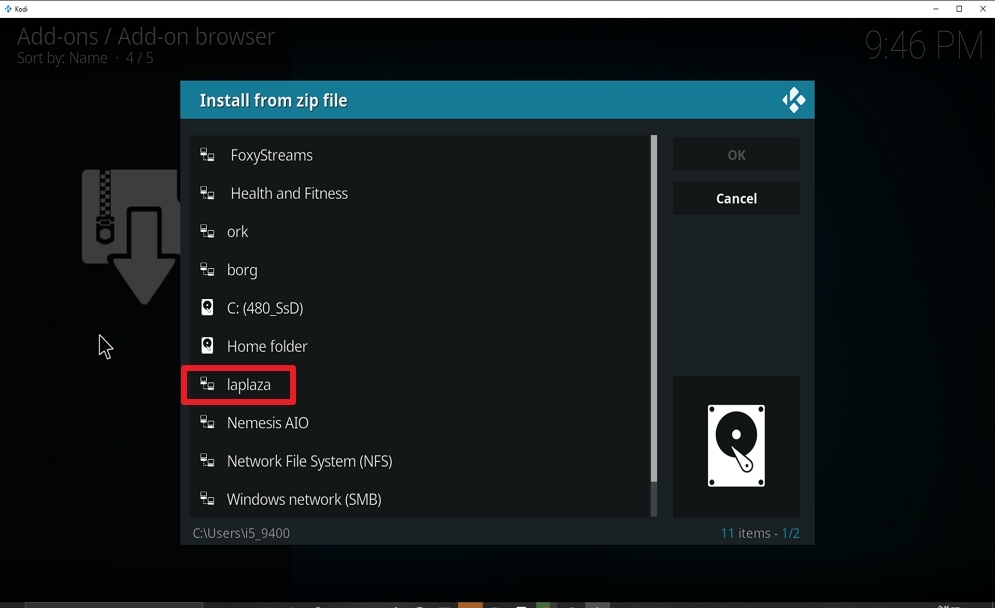 Step 16 Install Laplaza on kodi