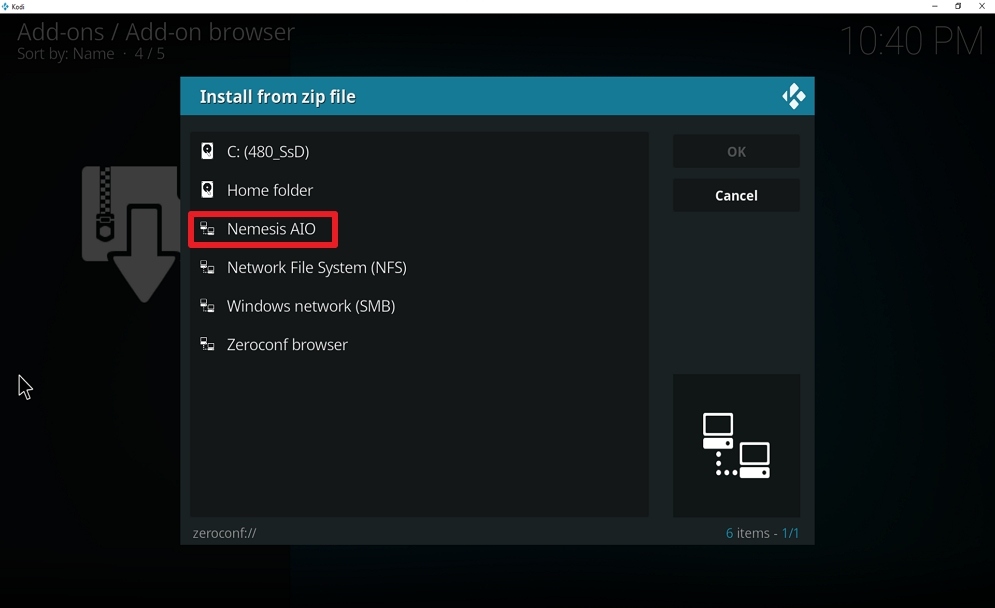 Step 16 Install Nemesis AIO on kodi