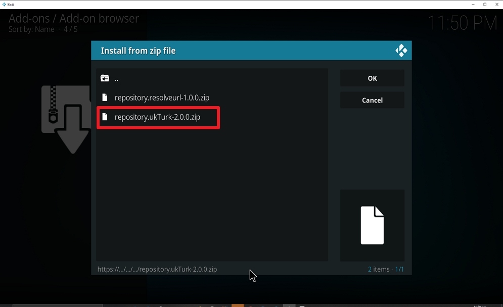 Step 17 Install UK Turk Playlist on kodi