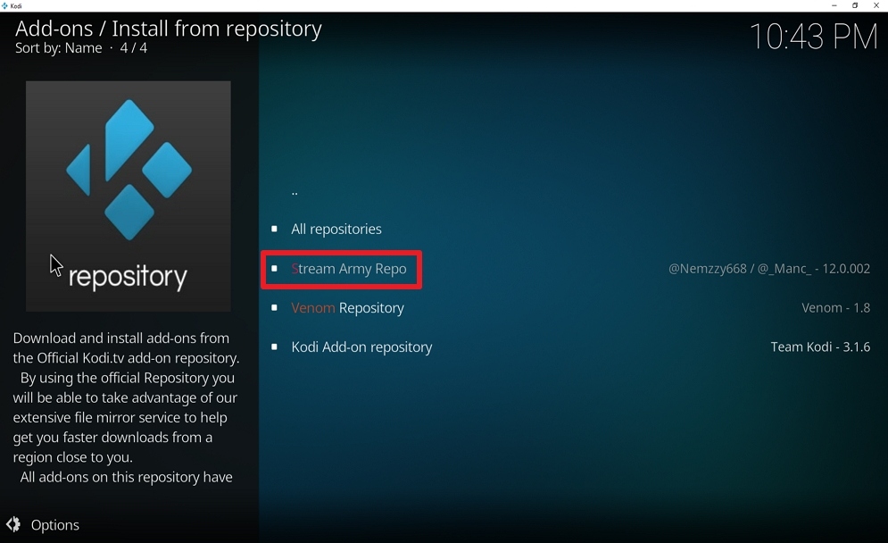 Step 20 Install Nemesis AIO on kodi