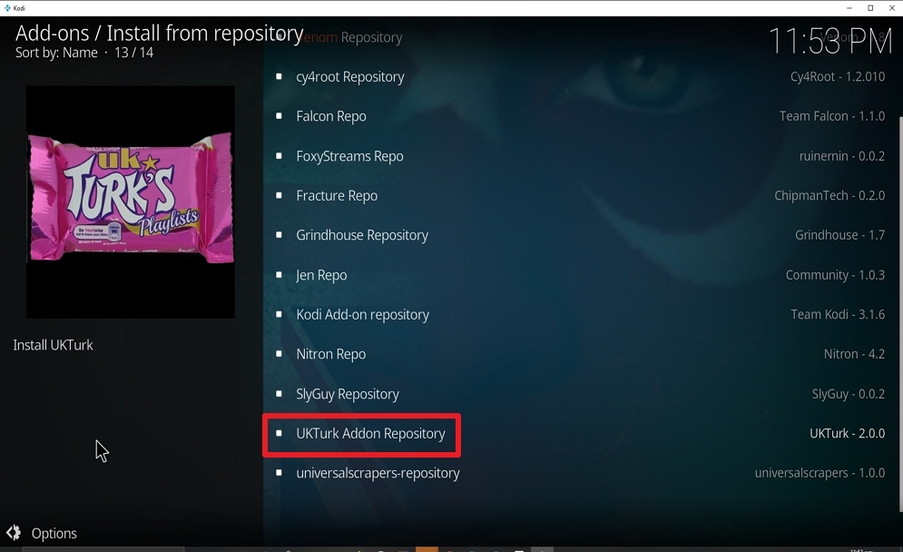 Step 20 Install UK Turk Playlist on kodi
