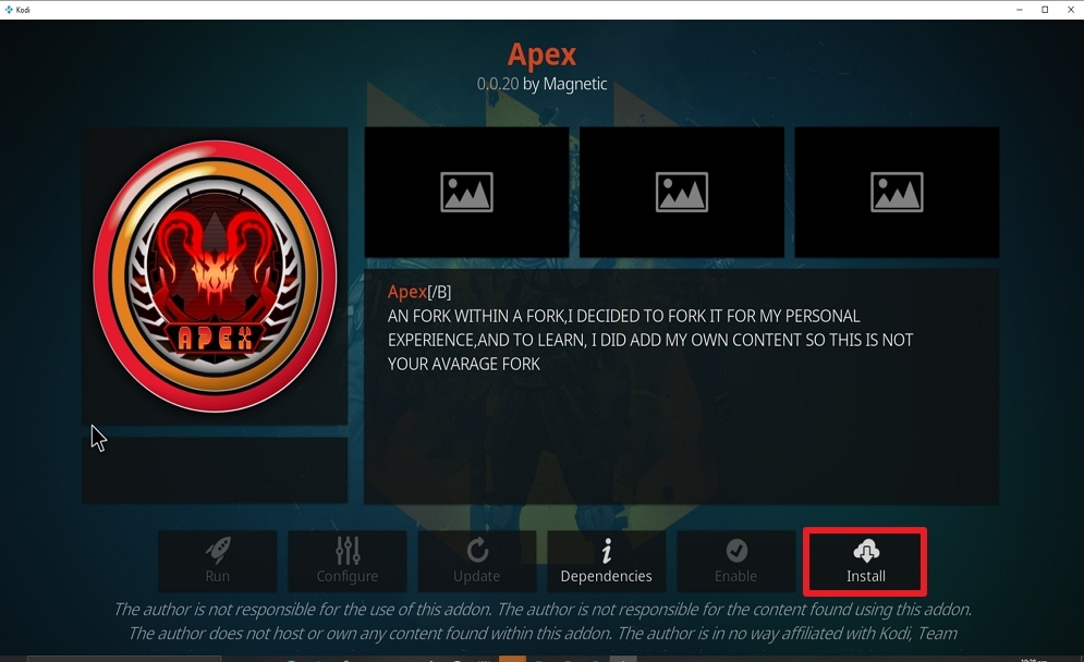 Step 23 Install Apex kodi addon