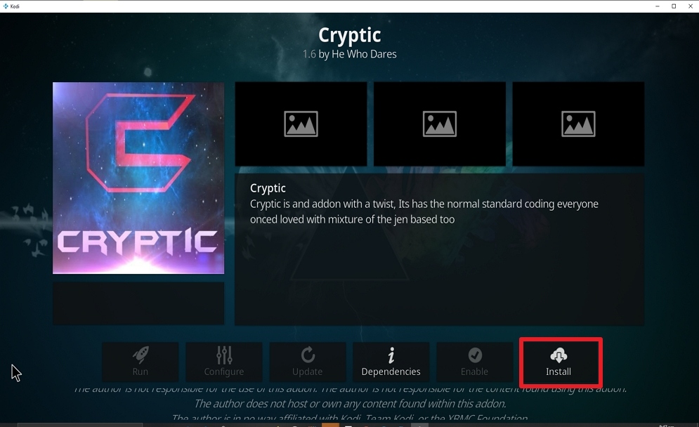 Step 23 Install Cryptic on kodi