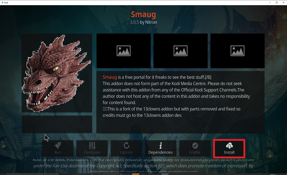 Step 23 Install Smaug on kodi