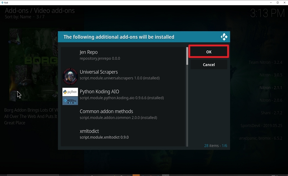 Step 24 Install Borg on kodi