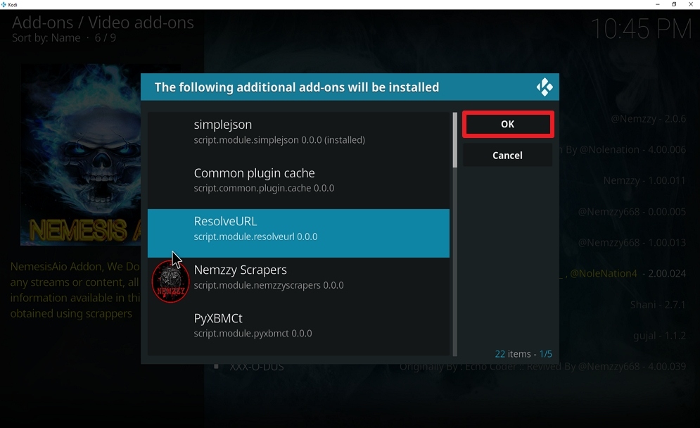 Step 24 Install Nemesis AIO on kodi
