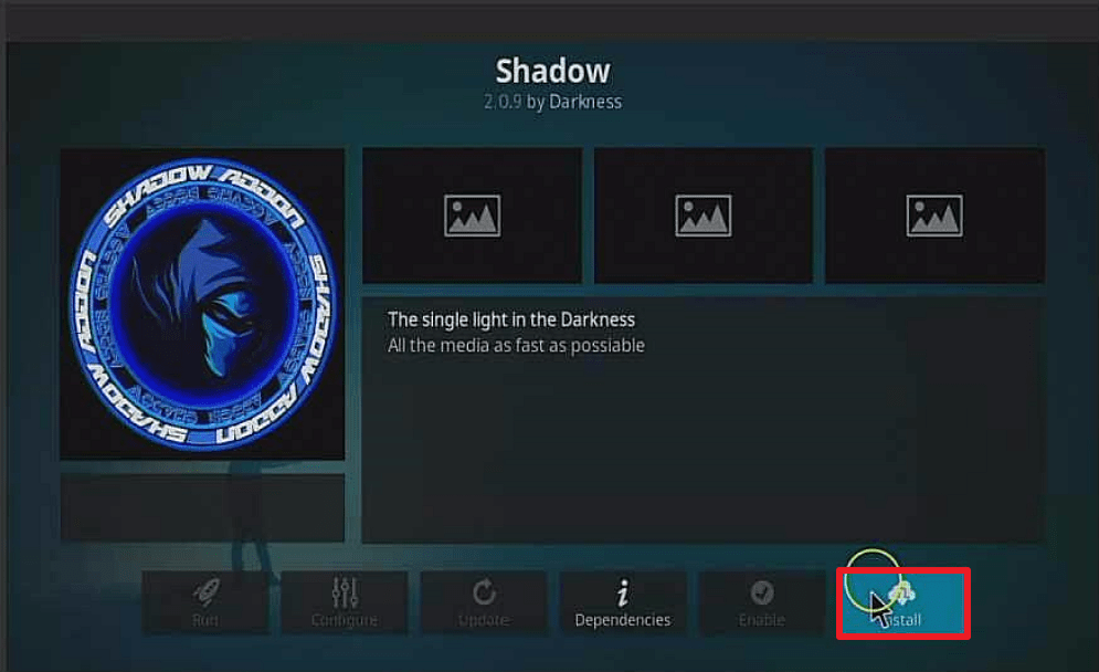 Step 23 Install Shadow kodi addon