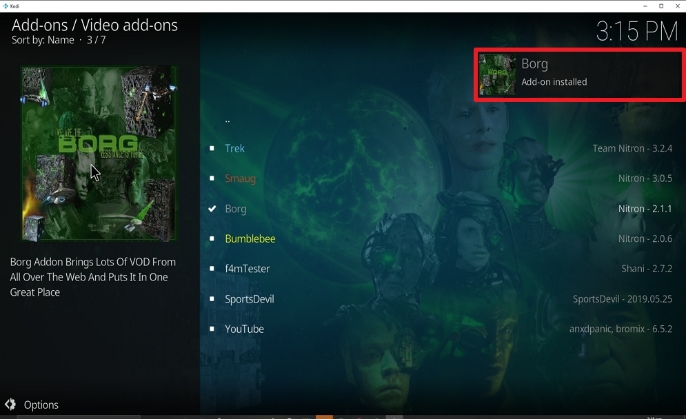 Step 25 Install Borg on kodi