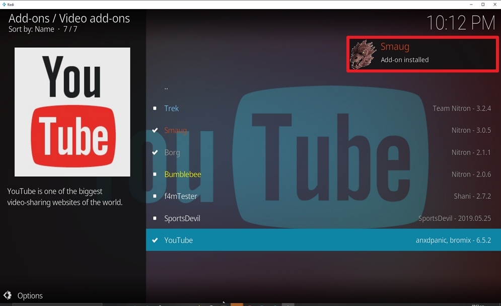 Step 25 Install Smaug on kodi