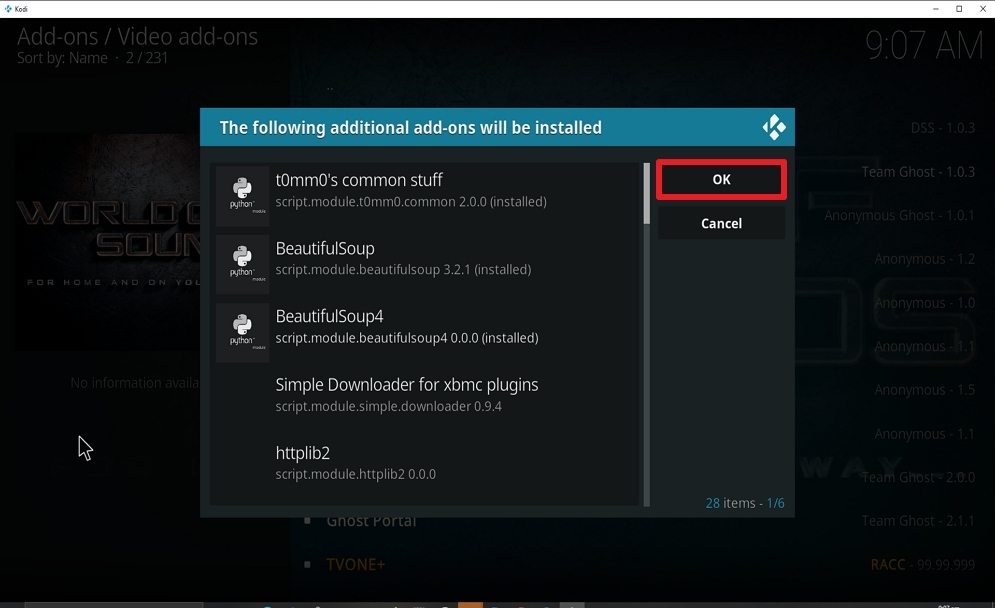 Step 25 Install World of Sounds on Kodi