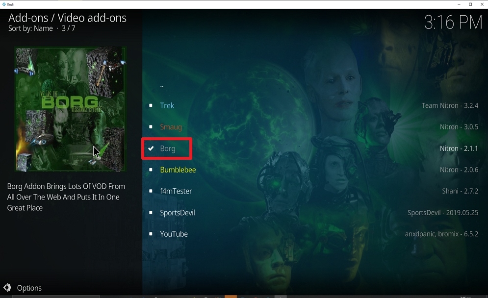 Step 26 Install Borg on kodi