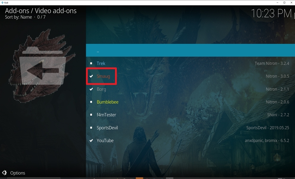 Step 26 Install Smaug on kodi