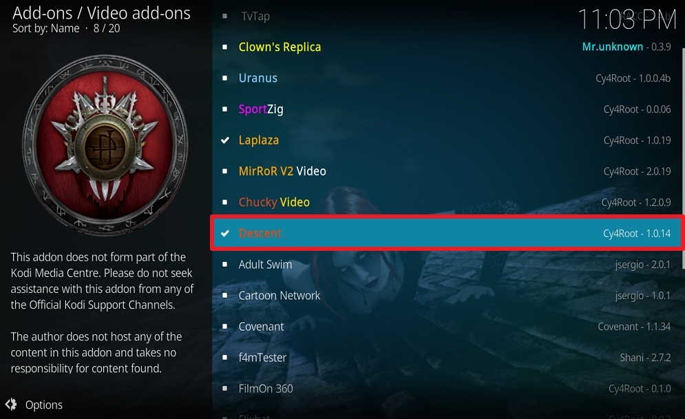 Step 26 Install Descent on Kodi