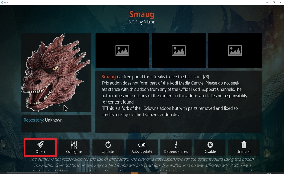 Step 27 Install Smaug on kodi