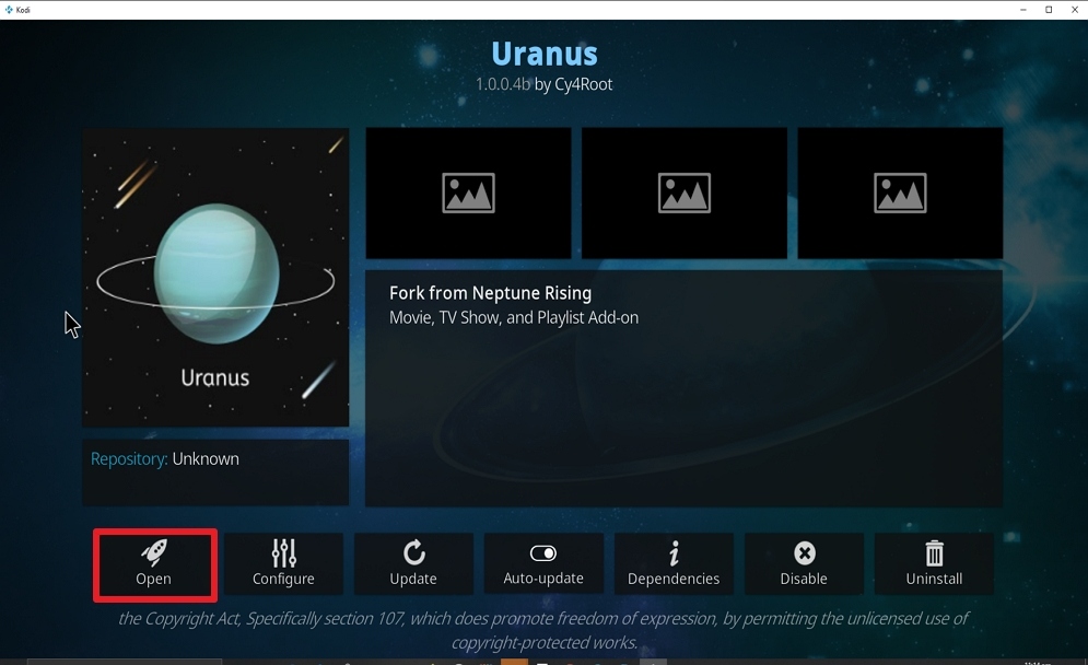 Step 27 Install Uranus on kodi