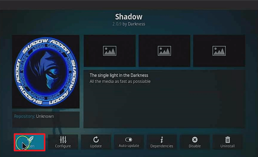 Step 27 Install Shadow kodi addon
