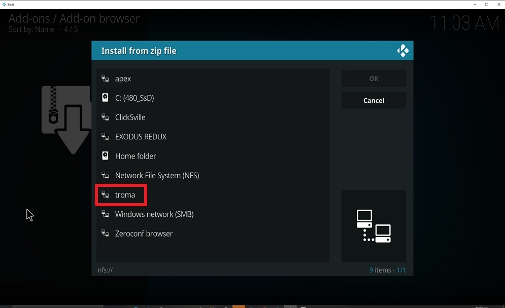 Steps 16 Install Troma Films Kodi add-on