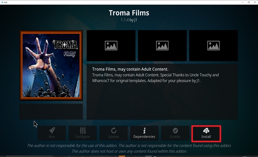 Steps 23 Install Troma Films Kodi add-on