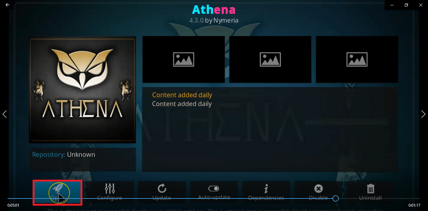 Step 26 Install Athena kodi addon