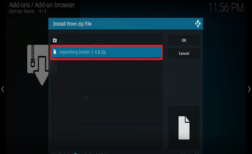 Step 18 Install Butter fingers movies kodi addon