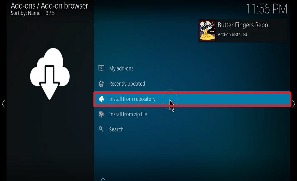 Step 20 Install Butter fingers movies kodi addon