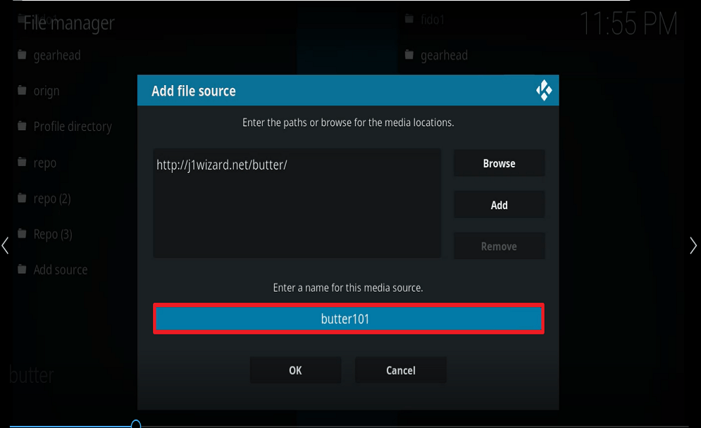 Step 12 Install Butter fingers movies kodi addon