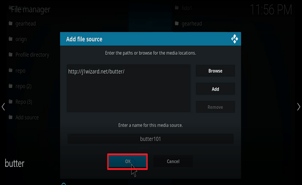 Step 13 Install Butter fingers movies kodi addon