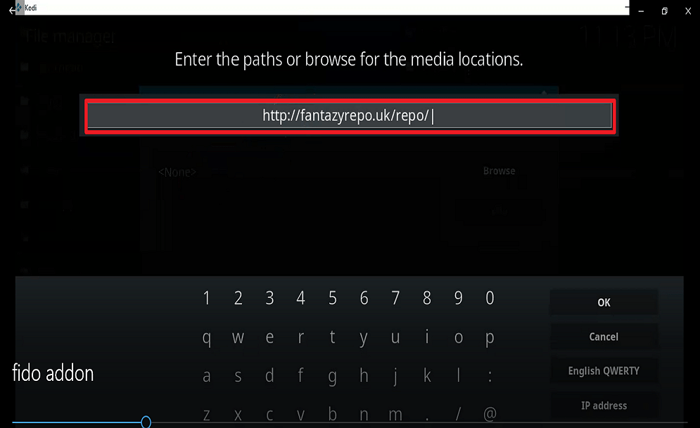 Step 9 Install fido kodi addon
