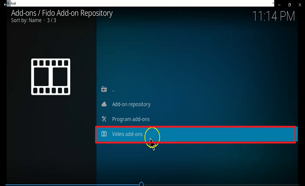 Step 22 Install fido kodi addon