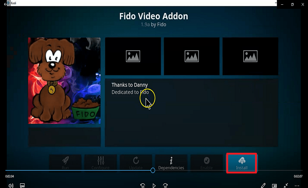 Step 24 Install fido kodi addon