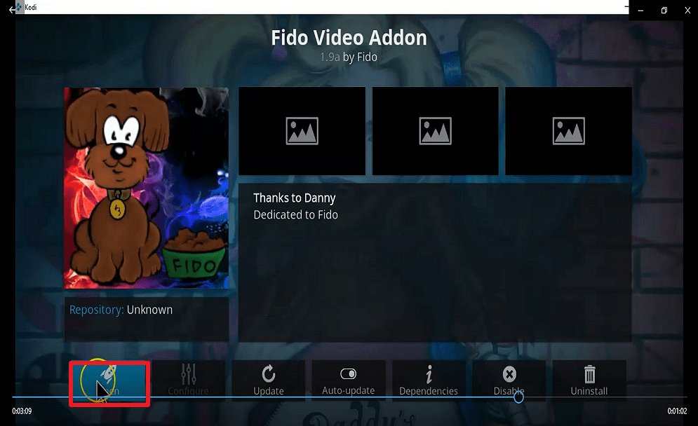Step 28 Install fido kodi addon